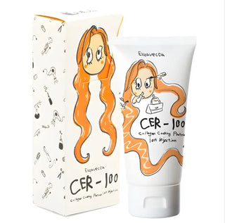 Elizavecca Collagen Coating Protein Ion Injection for hair care, 50ml bottle showing the product and packaging.