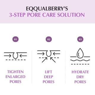 Eqqualberry Purple PDRN pore minimizing serum bottle, 30ml, with sleek purple packaging and dropper applicator.