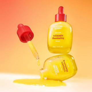 Eqqualberry Vitamin Illuminating Serum in a 30mL bottle, smooth serum with a clear, light texture and dropper applicator visible in the image.