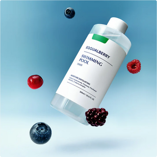 Eqqualberry swimming pool toner in a 300mL bottle, designed to maintain water clarity and quality in residential pools.