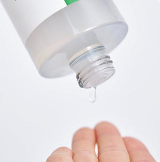 Eqqualberry swimming pool toner bottle with a blue cap and label, used for maintaining clean and clear pool water.