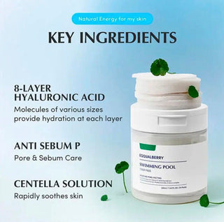 Eqqualberry Swimming Pool Toner Pads in 220mL container, soft pads for balancing pool water and clarifying the pool.