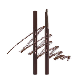 Etude Drawing Eye Brow in 0.25g with a natural-looking eyebrow pencil and spoolie brush for precise grooming.