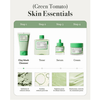 FULLY Green Tomato Clay Mask Cleanser 120mL, facial cleanser with green tomato extract, in a white and green tube.
