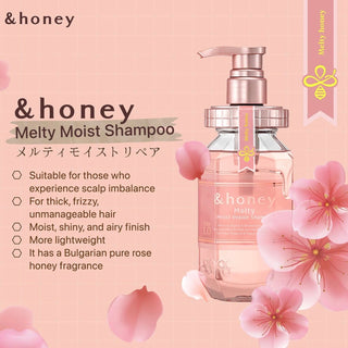 &HONEY Vicrea Melty Moist Repair Shampoo bottle, gentle hair shampoo for nourishing and repairing dry, damaged hair.