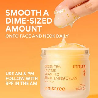 Innisfree Vita C Green Tea Enzyme Brightening Gel Cream in 50mL jar with green tea extract and brightening formula.