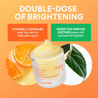 Innisfree Vita C Green Tea Enzyme Brightening Cream gel, 50mL jar with green tea extract and brightening skincare benefits