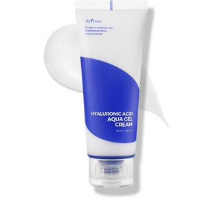ISNTREE Hyaluronic Acid Aqua Gel Cream in a 100mL container, showcasing its hydrating gel texture for moisturized skin.