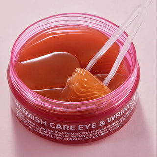 ISOI Blemish Care Eye & Wrinkle Patch shown on skin, designed to reduce eye wrinkles and blemishes with soothing ingredients.