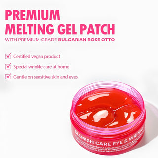 ISOI Blemish Care Eye & Wrinkle Patch applied around the eye area, designed to reduce blemishes and wrinkles.