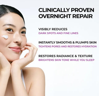 JUMISO Niacinamide 5+ Overnight Cream in a 50ml jar, showing the cream's smooth texture and product packaging.