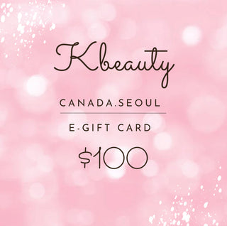 Kbeauty Canada gift card featuring vibrant branding and modern design, ideal for gifting beauty products and skincare services.