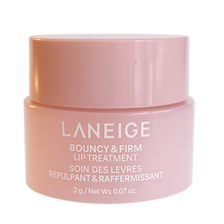 Laneige Bouncy & Firm Lip Treatment mini sample jar showing the hydrating lip care product in a sleek container