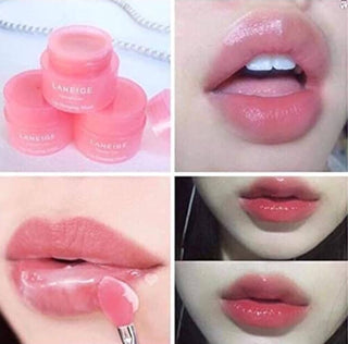 Laneige Lip Sleeping Mask EX in pink, a hydrating overnight lip treatment in a small jar.
