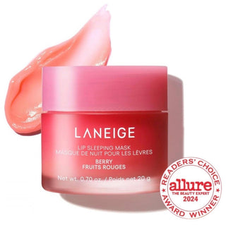 Laneige Lip Sleeping Mask EX in pink jar, hydrating overnight lip treatment with nourishing formula and smooth texture.