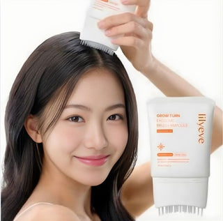 Lilyeve Grow Turn Exosome Brush Ampoule in a 30mL or 100mL bottle, shown with the ampoule and brush applicator.