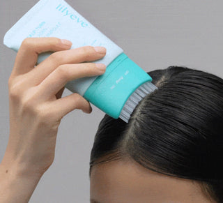 Lilyeve Scalp Turn Cica PDRN Brush Ampoule 100ml bottle, featuring a white and blue cap with the product label visible.