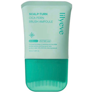 Lilyeve scalp turn cica PDRN brush ampoule 100ml bottle with applicator for scalp treatment and repair.