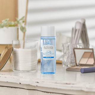 Mandom Bifesta Eye Makeup Remover in 145mL bottle, gentle liquid makeup remover for eyes with clear labeling and cap.