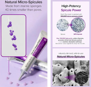 Cream jar labeled Mary&May Spicule Collagen PDRN 1000 Shot 15g, white container with product labeling and lid.