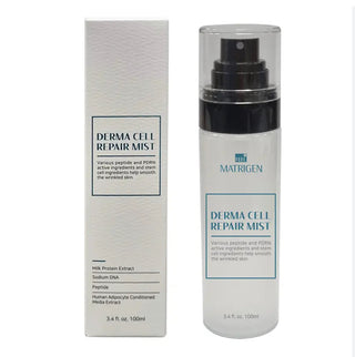Matrigen Derma Cell Repair Mist face mist in a sleek spray bottle, designed to hydrate and soothe skin.