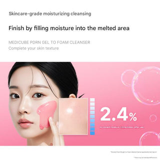 Medicube PDRN Hydrating Gel Cleanser in a 200mL tube, showing the product packaging and pump dispenser.