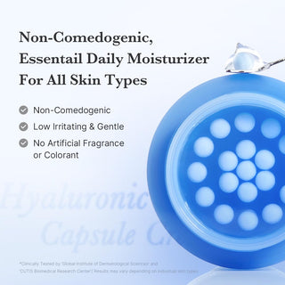 Medicube Hyaluronic Moisturizing Capsule Cream 50g jar showing the cream's smooth texture and packaging with a clean, minimalist design.