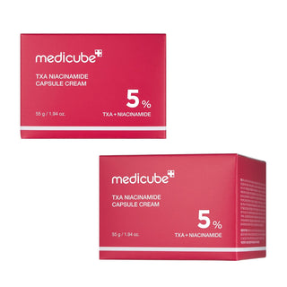 Medicube TXA Niacinamide Capsule Cream in a 55g jar, showing the luxurious cream with capsule design for skincare.