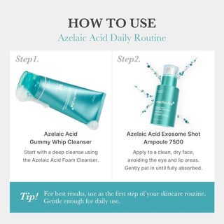 Medicube Azelaic Acid Exosome Shot 7500 30mL skincare serum bottle with sleek packaging and dropper applicator.