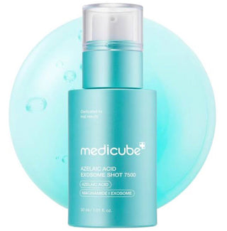 Medicube Azelaic Acid Exosome Shot 7500 30mL bottle showing the skincare serum with sleek packaging and clear label