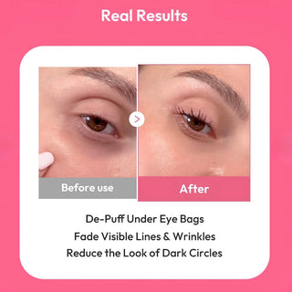 Medicube PDRN Pink Collagen Jelly Eye Mask in a pouch, showing the pink jelly texture and eye-shaped design for skincare.
