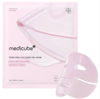 Medicube PDRN Pink Collagen Gel Mask facial sheet mask with pink color and collagen infusion for nourishing skincare.