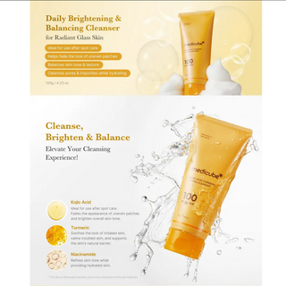 Medicure Kojic Acid Tumeric Toning Cleanser 120g, facial cleanser with brightening ingredients, in a white pump bottle.