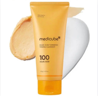 Medicube Kojic Acid Tumeric Toning Cleanser in 120g bottle, facial cleanser with brightening and exfoliating properties.