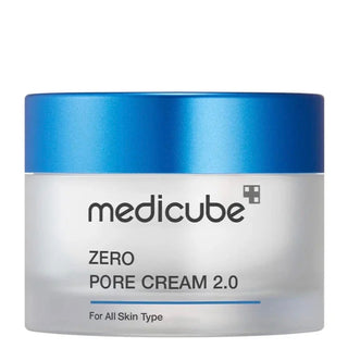 Medicube Zero Pore Cream 2.0 facial cream in a 50mL jar, featuring smooth texture and minimalist packaging.