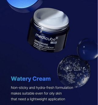 Medicube Zero Pore One Day Cream in 50mL jar, facial cream with pore-minimizing formula, smooth and lightweight skincare product.