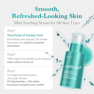 Medicube Azelaic Acid Exosome Shot 2000 serum in a 30mL bottle, showcasing the sleek packaging and clear product label.