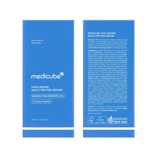 Medicube Hyaluronic Multi Peptide Serum 30mL bottle with clear dropper for hydrating and nourishing skin.