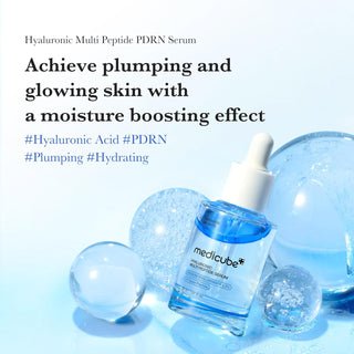 Medicube Hyaluronic Multi Peptide Serum in 30mL bottle, showcasing clear serum with a clean dropper cap for skincare.