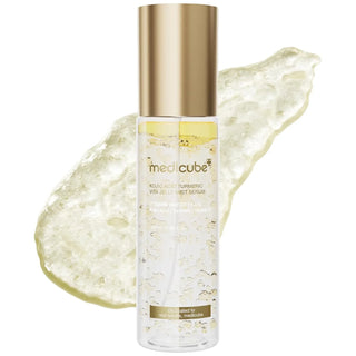 Medicube Kojic Acid Turmeric Vita Jelly Mist Serum in a 100ml bottle, featuring a clear liquid with a light, refreshing appearance.