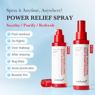 Medicube Hypochlorous Acid Daily Facial Spray toner in 125mL bottle, with a spray nozzle and clean, minimalist packaging.
