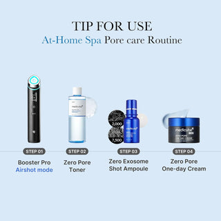 Medicube Zero Pore Toner 250mL bottle with clear liquid, designed for pore tightening and skin refreshing.