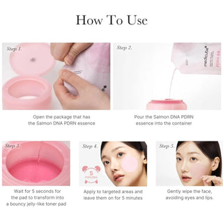 Medicube PDRN Pink Collagen Gel Toner Pad with 70 pads, showing a close-up of the pink gel toner pads in a container.