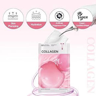 Mediheal Collagen Essential Face Sheet Mask 24mL, hydrating skincare mask laid flat, showing the product packaging.