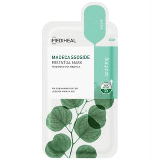 Mediheal Madecassoside Essential Face Sheet Mask 24ml, soothing skincare mask with calming ingredients for sensitive skin.