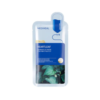 Mediheal Dermaplus Face Sheet Mask 22mL, soothing skincare mask with natural ingredients, laid flat for application.