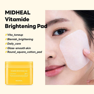 Mediheal Vitamide Brightening Pad toner pads, 180ml, 100 soft pads for skin brightening and hydration.