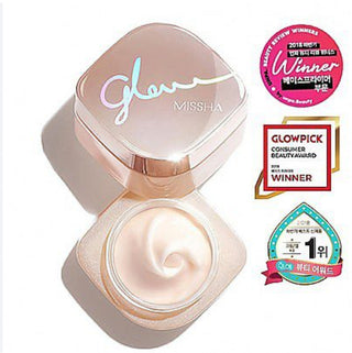 MISSHA Glow Skin Balm 50mL jar showing smooth, glossy skin balm with a sleek container and vibrant branding.