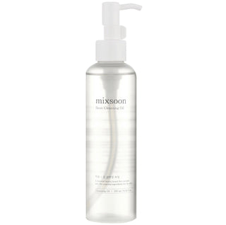 Mixsoon Bean Cleansing Oil bottle showing the clear liquid and label, ideal for gentle facial cleansing and skincare.