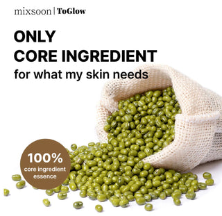 MIXSOON Mung Bean Seed Essence serum in a 100mL bottle, featuring a clear liquid with a minimalist label.